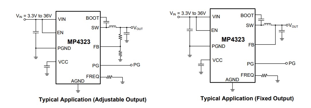 Application Circuit Diagram - Monolithic Power Systems (MPS) MP4323 Synchronous Step-Down Converters